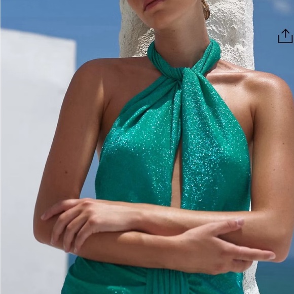 Baobab Teal Halter Dress - Picture 1 of 5